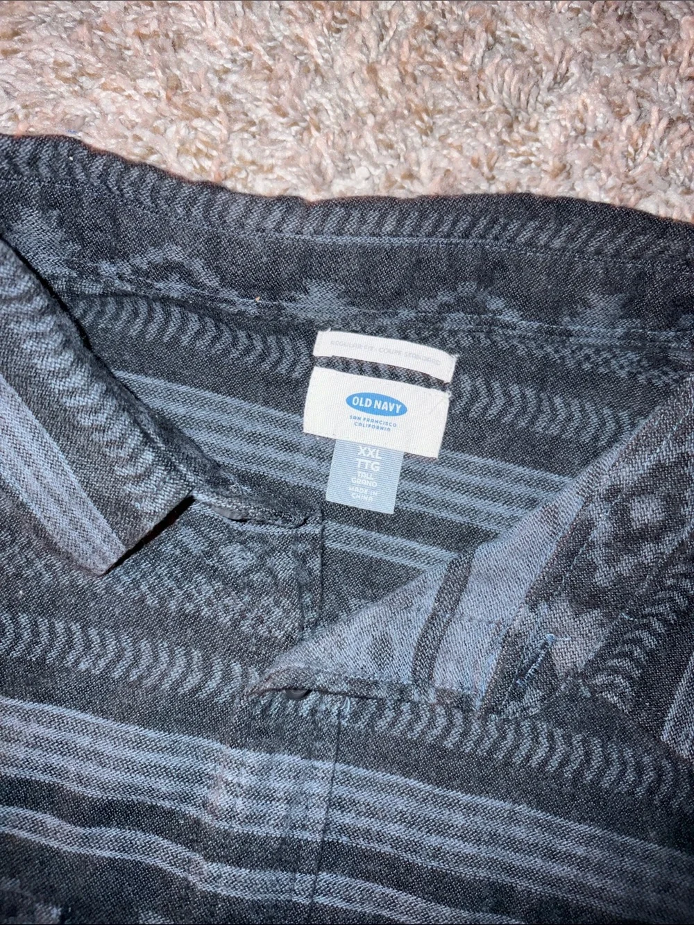 Old Navy Black Patterned Lightweight Shirt Jacket